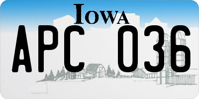 IA license plate APC036