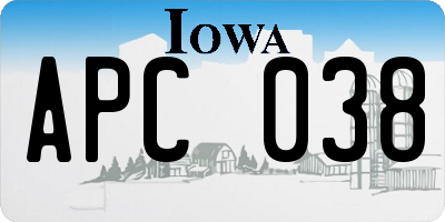 IA license plate APC038