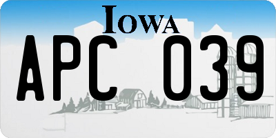 IA license plate APC039