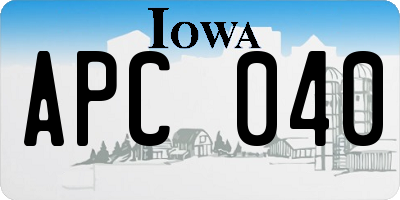 IA license plate APC040