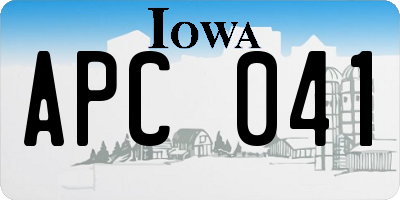 IA license plate APC041