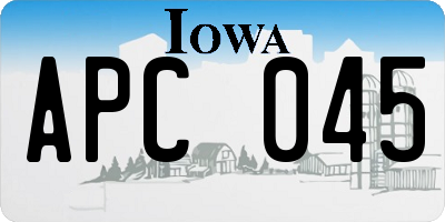 IA license plate APC045