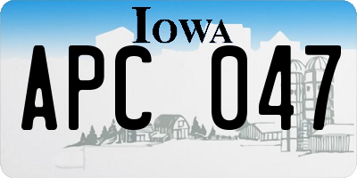 IA license plate APC047