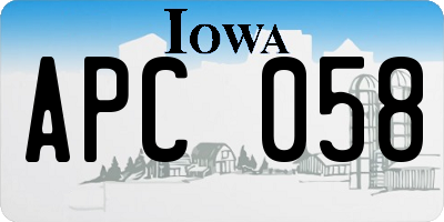 IA license plate APC058