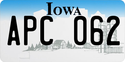 IA license plate APC062