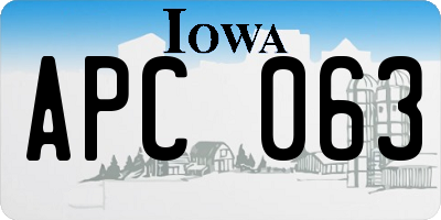 IA license plate APC063