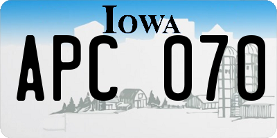 IA license plate APC070
