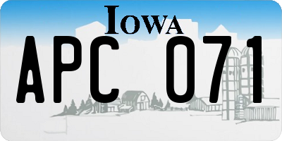 IA license plate APC071