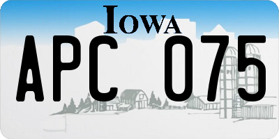 IA license plate APC075