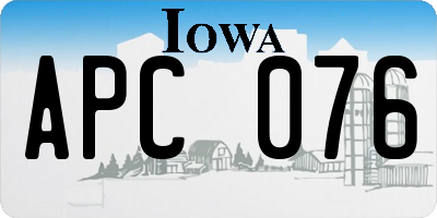 IA license plate APC076