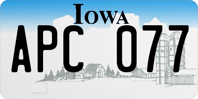IA license plate APC077