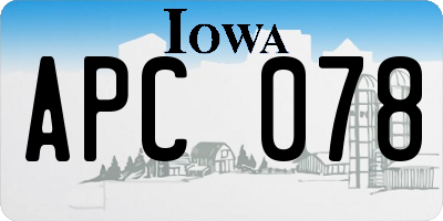 IA license plate APC078