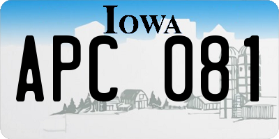 IA license plate APC081