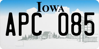 IA license plate APC085