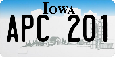 IA license plate APC201