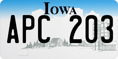 IA license plate APC203