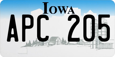 IA license plate APC205