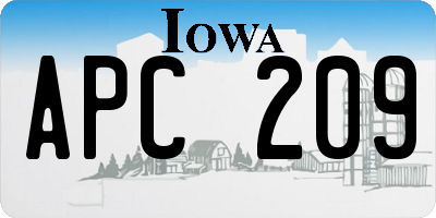 IA license plate APC209