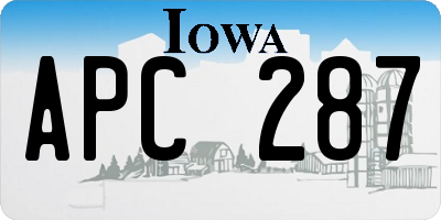 IA license plate APC287