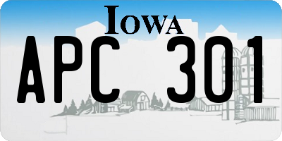 IA license plate APC301