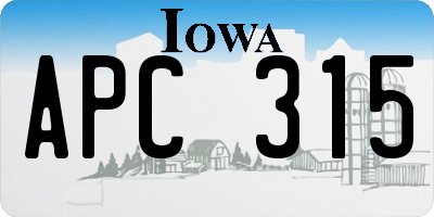 IA license plate APC315