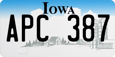 IA license plate APC387