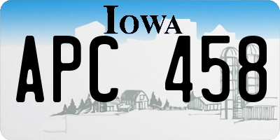 IA license plate APC458