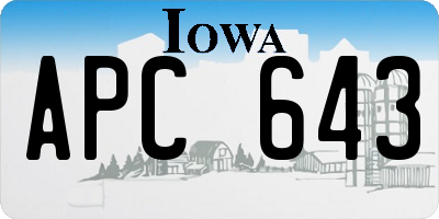IA license plate APC643