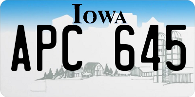 IA license plate APC645