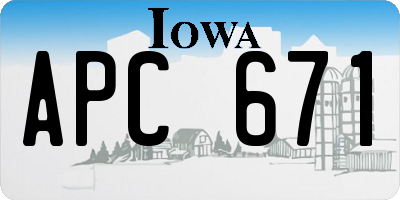 IA license plate APC671