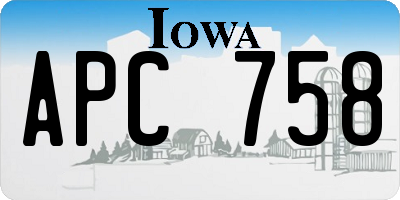 IA license plate APC758