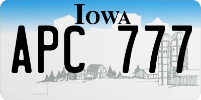 IA license plate APC777