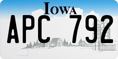 IA license plate APC792