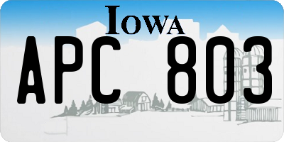 IA license plate APC803