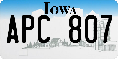 IA license plate APC807