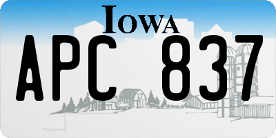 IA license plate APC837