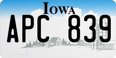 IA license plate APC839