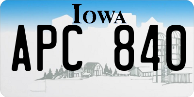 IA license plate APC840