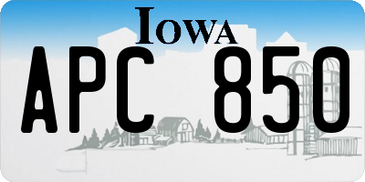 IA license plate APC850