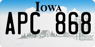IA license plate APC868