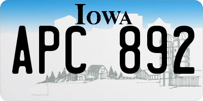 IA license plate APC892