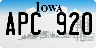 IA license plate APC920