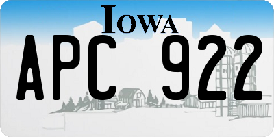 IA license plate APC922