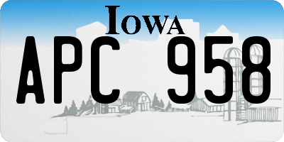 IA license plate APC958