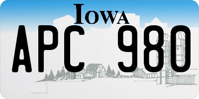IA license plate APC980