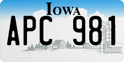 IA license plate APC981