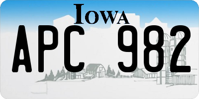 IA license plate APC982