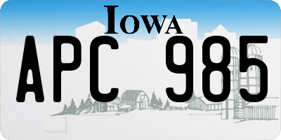 IA license plate APC985