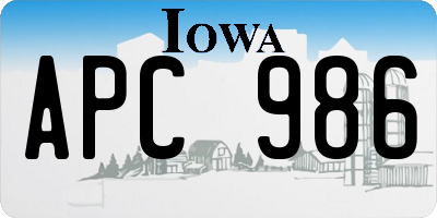 IA license plate APC986