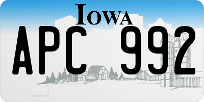 IA license plate APC992